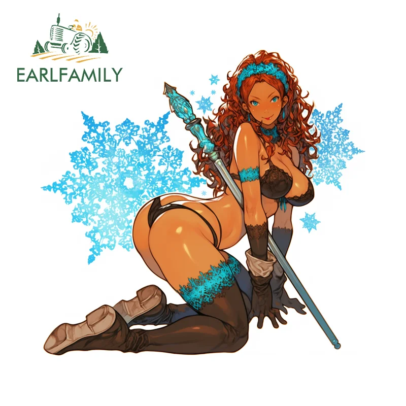 EARLFAMILY ريترو ستايل فتاة الكتابة على الجدران ملصقات السيارات مغرية الجمال الرسومات اكسسوارات السيارات جميلة مضحك باب السيارة حامي