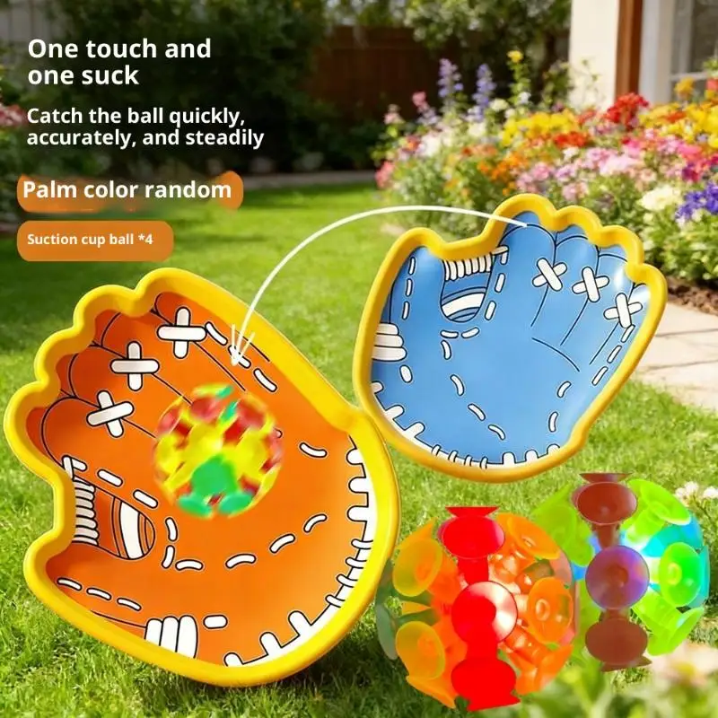 1 Set Luminous Suction Cup Ball Set Cartoon Design Throw and Catch Toy Kit Glowing Ball Play for Kids Outdoor Indoor Fun