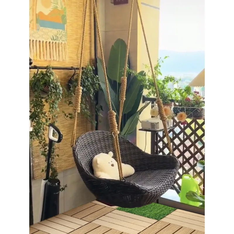 Hanging Basket Chair Indoor Swing Internet celebrity Lazy Leisure Hammock Rocking Chair Balcony Rattan Chair Child Home Cradle C