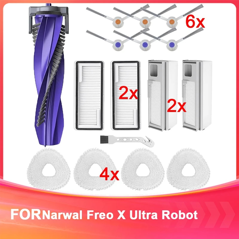 ABRW Accessories Replacement for Narwal Freo X Ultra Robot Vacuum Complete Accessory Kit Mop Pads HEPA Filter