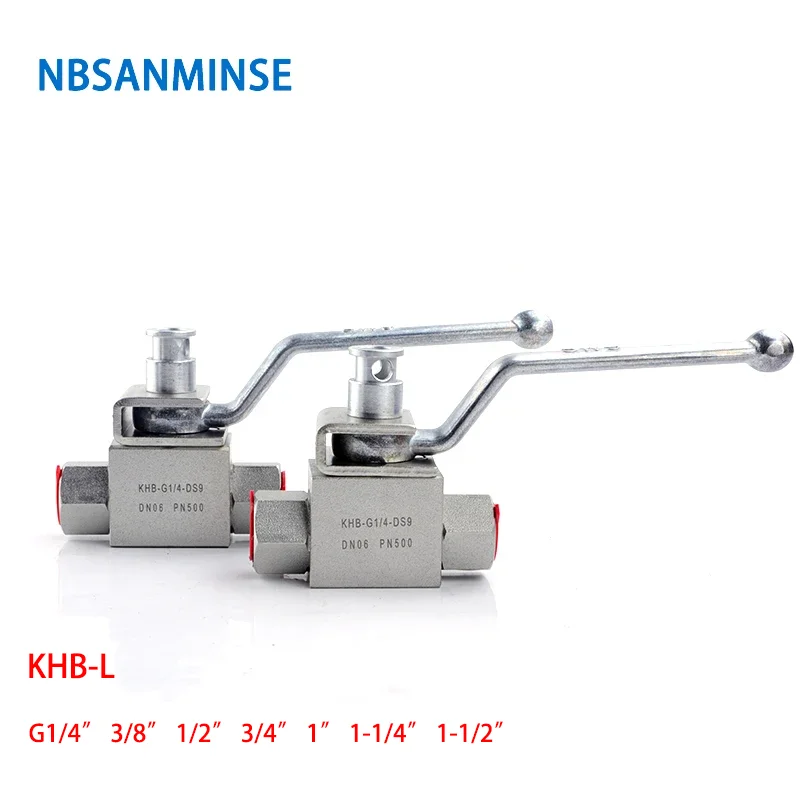 NBSANMINSE 유압식 고압 볼 밸브, 31.5Mpa G 나사 1/2, 3/4, 3/8, 1/4, KHB-L, 탄소강 잠금 가능 볼 밸브