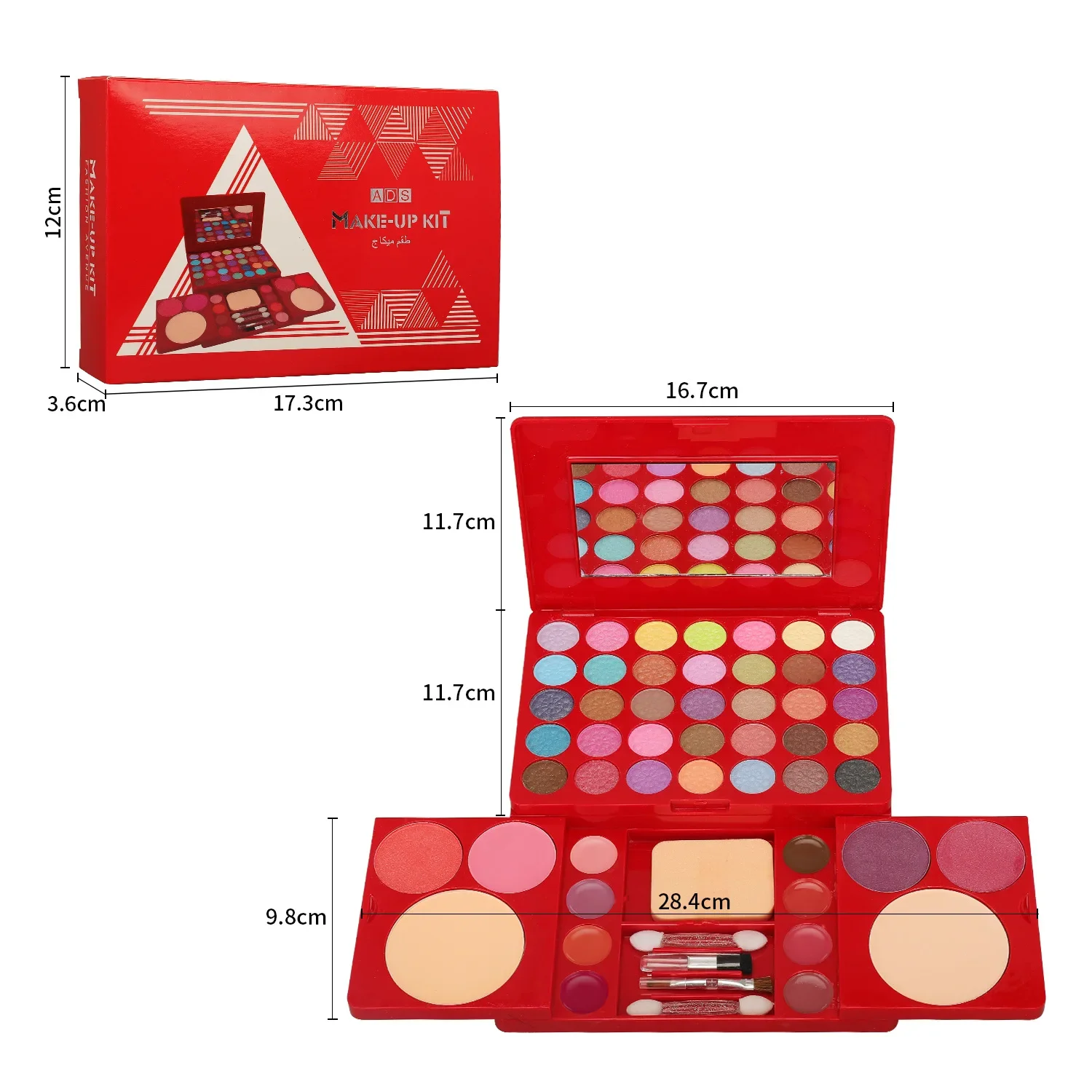 Make-up cadeauset voor vrouwen Volledige kit Alles in één Rood 49 kleuren Gezichtspoeder Oogschaduwpalet Make-up Lip Oogschaduw Markeerstiftborstel