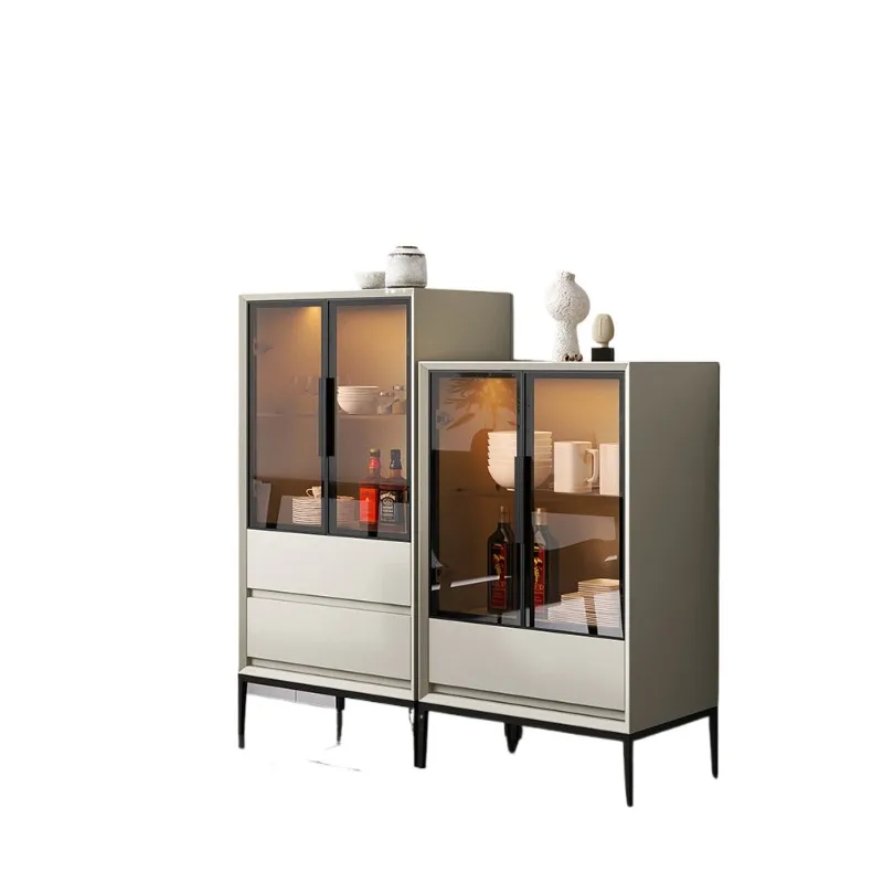 Lacquer multi-functional wine cabinet Italian minimalist wall-walled cupboard cabinet solid wood living room pantry cabinet