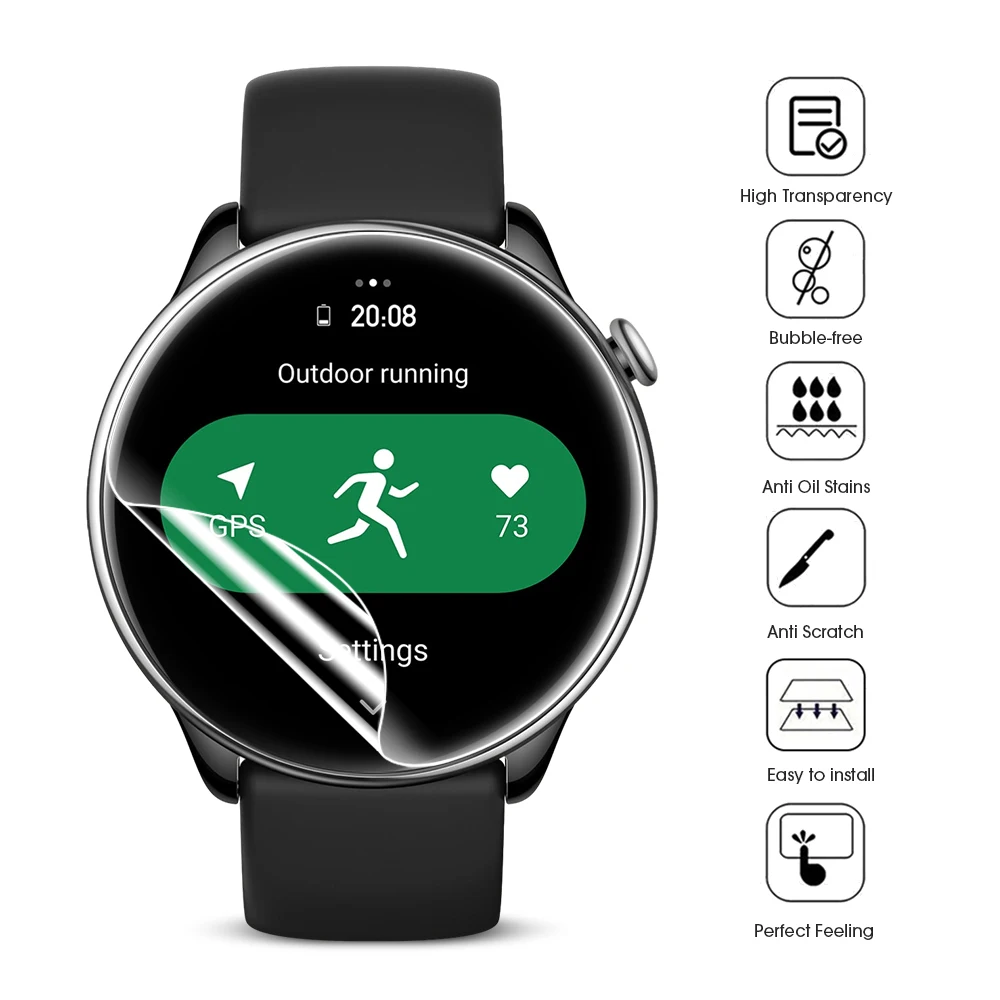 Película de hidrogel suave para reloj inteligente Amazfit GTR Mini, Protector de pantalla de cobertura completa HD, película transparente