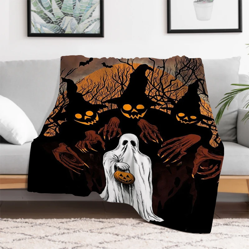 

Halloween Blanket Summer Blankets for Decorative Sofa Microfiber Bedding Catnap Knee Bed Throw Fleece Fluffy Soft Nap & Throws