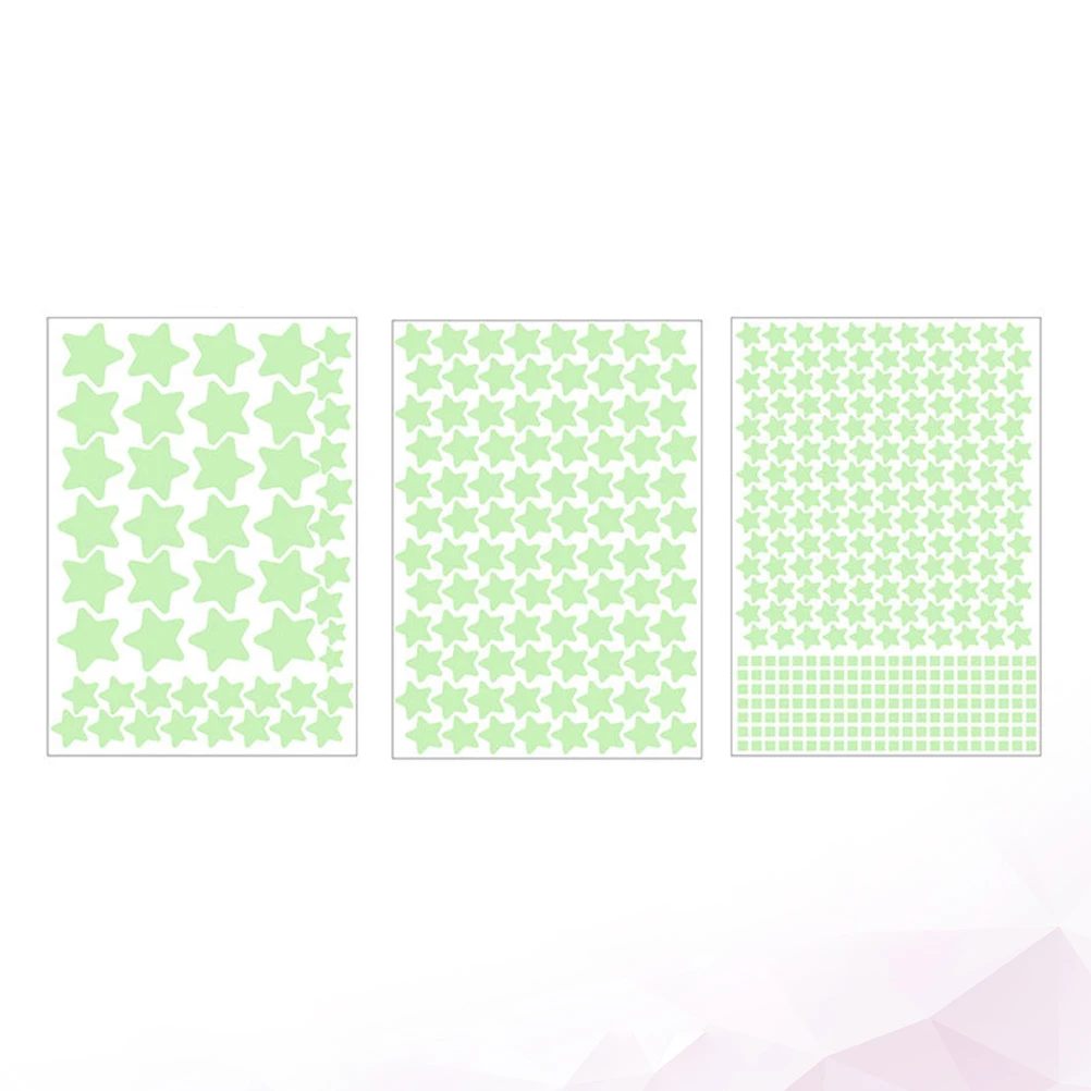 

3 Sheets Night Glow Star Stickers Kids Room Wall Decor Fluorescent PVC Decals Luminous Night Creative Design Home