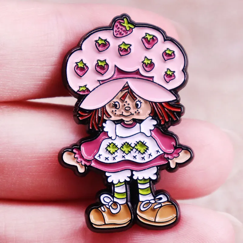 Strawberry Girl Enamel Pin Lapel Pin for Clothes Brooches on Backpack Briefcase Badge Jewelry Decoration Gifts for Friend