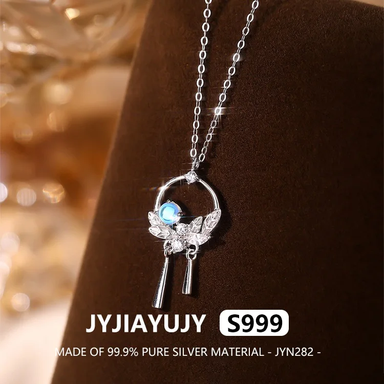 

JYJIAYUJY 100% цельное оригинальное чистое серебро S999 кулон ожерелье цепочка лунный камень цветок модные ювелирные изделия подарок на каждый день JYN282