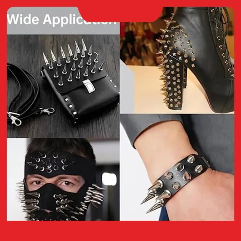 Clothing Pointers Various Sizes Tapered Tips With Punk Rivets Studs Rivets, DIY Silver Metal Tips Crafts