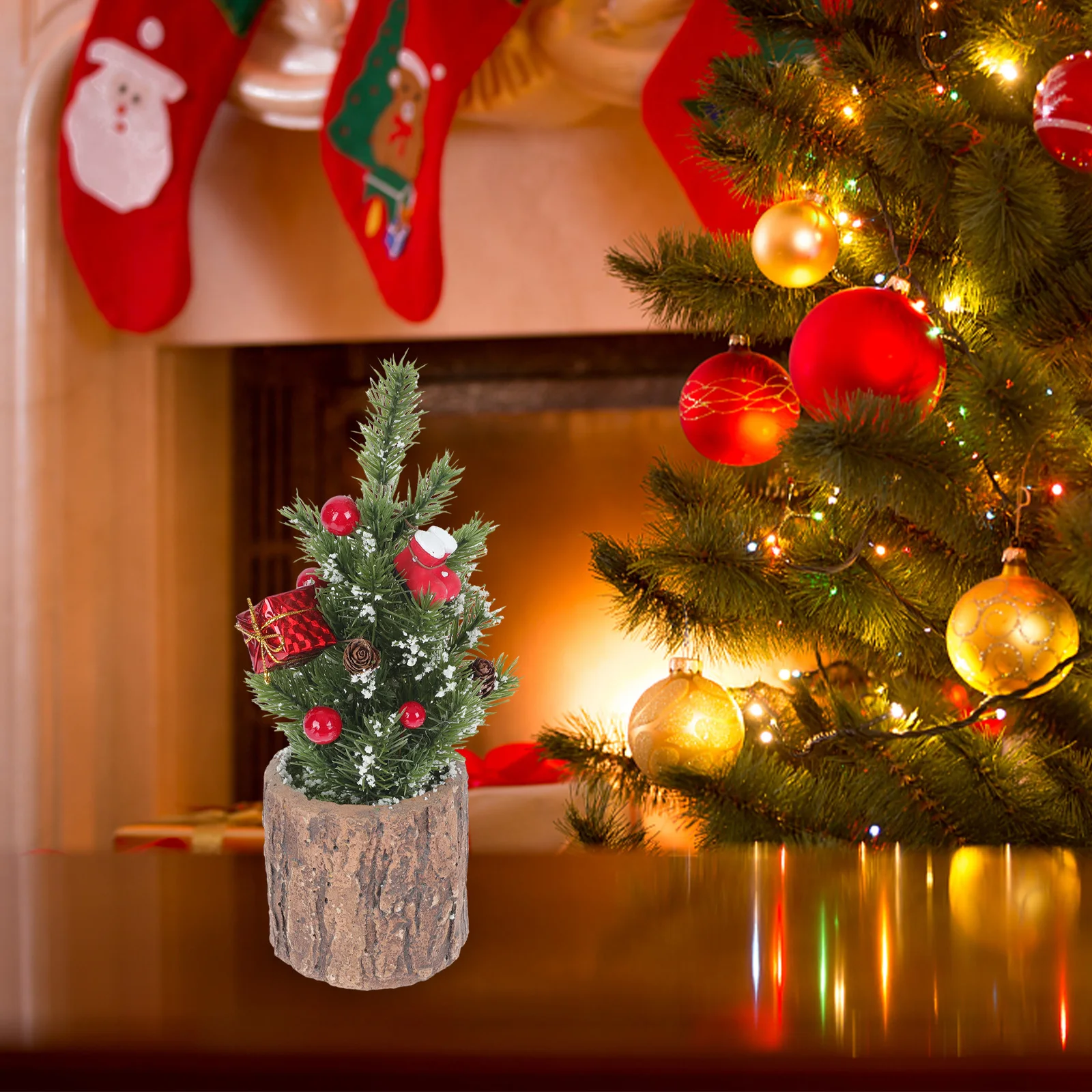 

Fake Plant Christmas Tree Potted Decoration Artificial Plants Resin Tabletop Ornament
