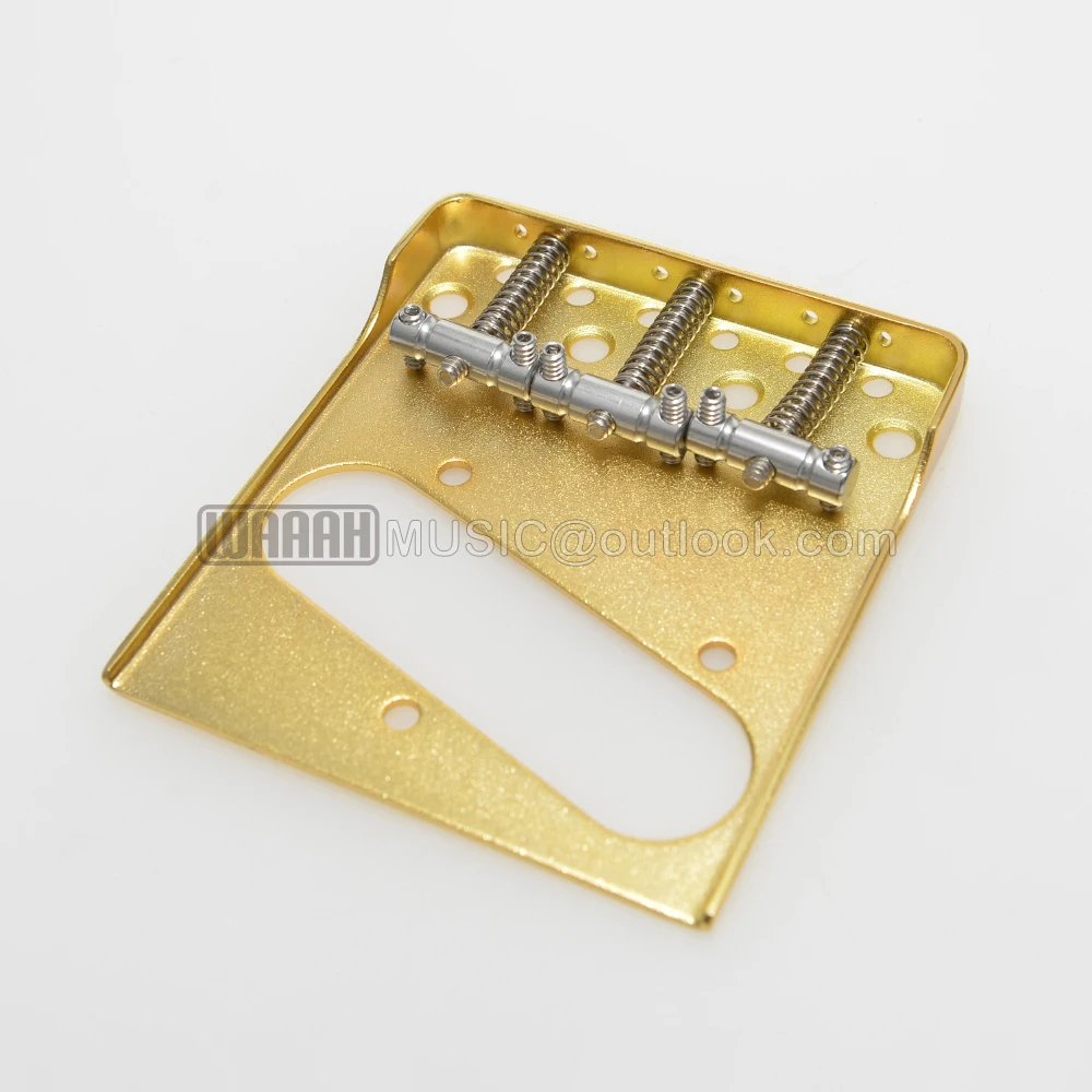 TL Bridge Brass Saddles Chrome 3-Saddles Hexagon Slotted Screws for TLcaster Style Guitar Electric Guitar Bridge