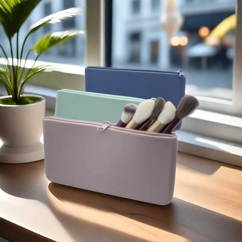 Prosty silikonowy organizer kosmetyczny, wodoodporna, gładka kieszeń podróżna na zamek błyskawiczny, portfel, portmonetka dla studentów.
