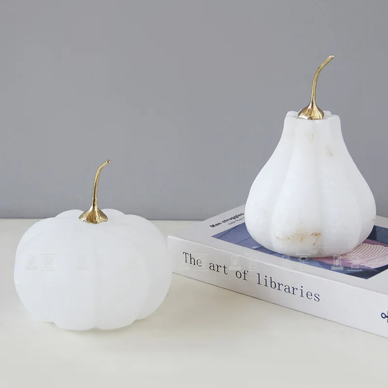 

Light luxury simple natural Spanish marble copper pumpkin TV cabinet display soft decoration ornament
