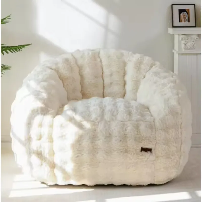 Lazy Bean Bag Chair, Shredded Foam Shell-Shaped Single-Seater Sofa for Sleeping or Lounging, Living Room Furniture
