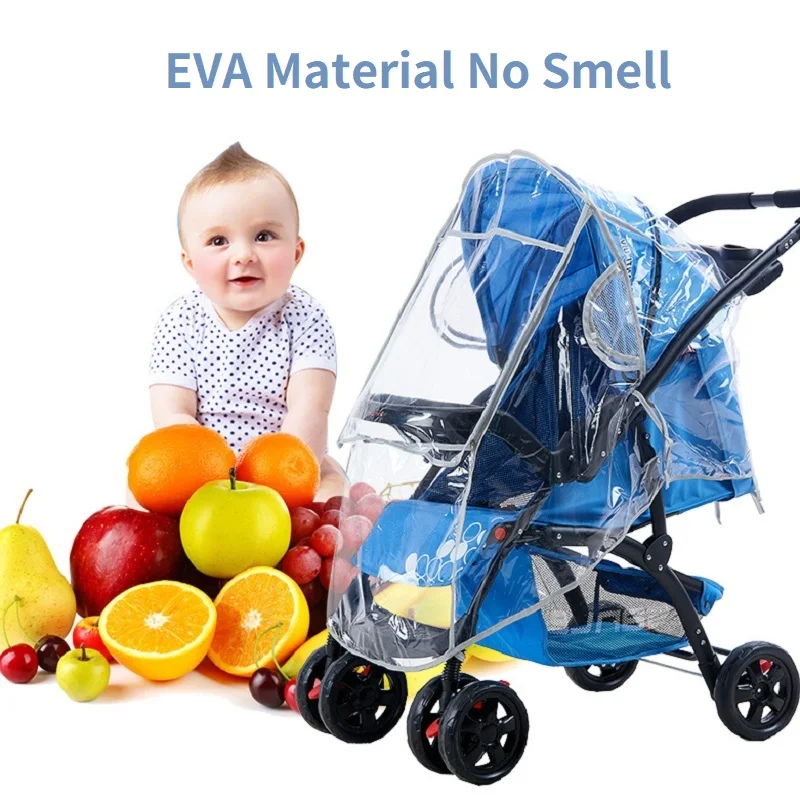 Universal Stroller Rain Cover Baby Car Wind Dust Shield Transparent Waterproof Breathable Trolley Umbrella Raincoat Accessories