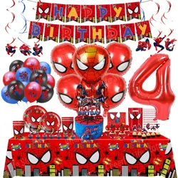 SpiderMan Dekoracje urodzinowe Superbohater Jednorazowa zastawa stołowa Baner Balony Dzieci Chłopcy Baby Shower Spider Party Event Supplies