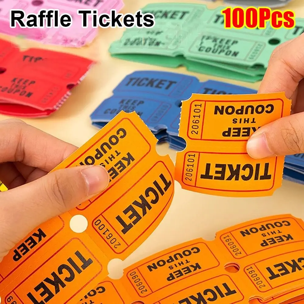 100Pcs For Classroom Raffle Tickets Drink Events Single Paper Labels Celebration Event Tickets Bulk Lottery Colorful