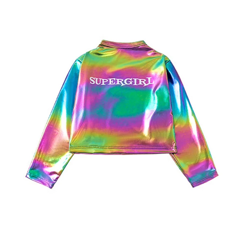 Girls Hip Hop Sets Laser Crop Top K-pop Shorts Street Dance Shiny Clothes Kids Jazz Costume Child Streetwear
