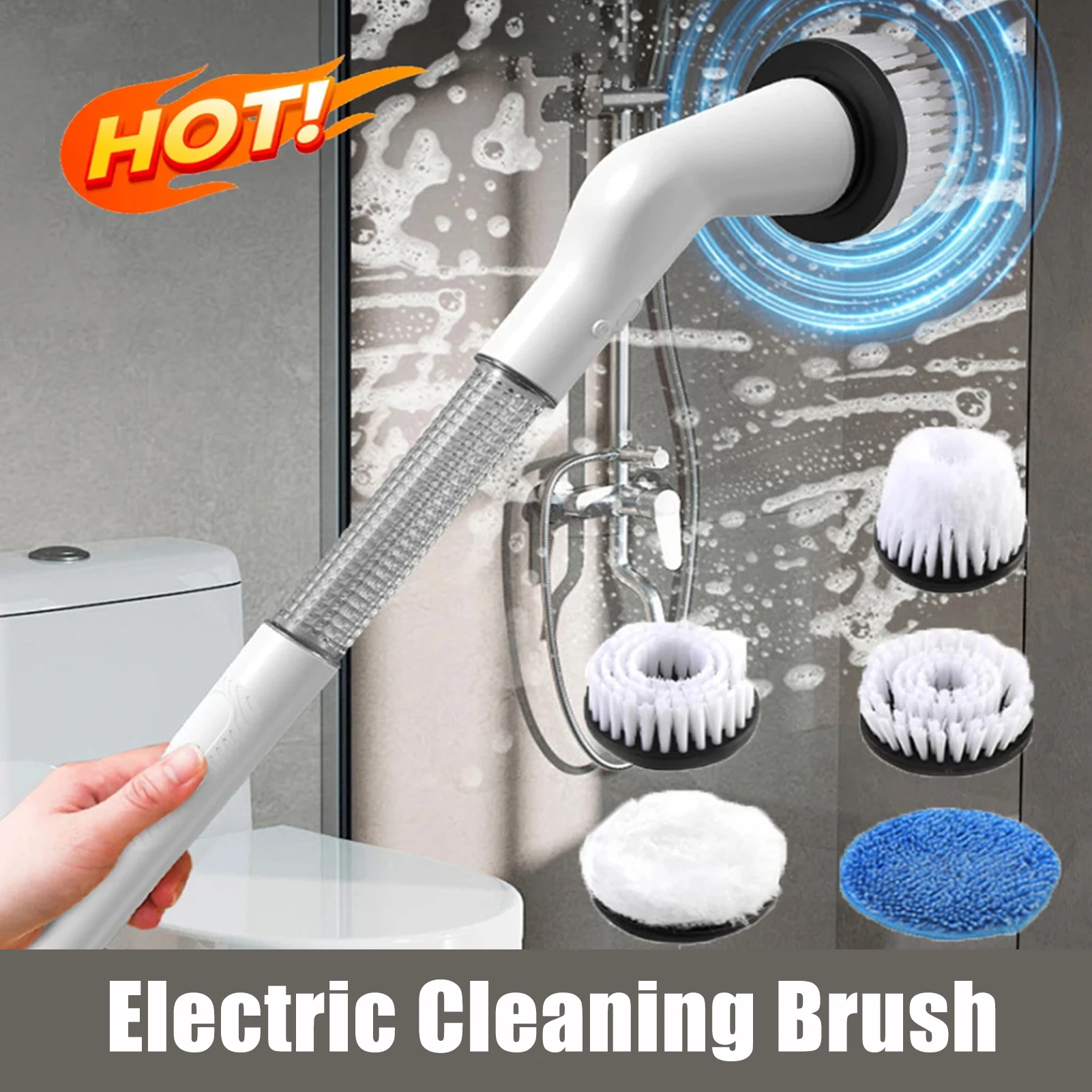 Electric Cleaning Brush 5 in 1 Multifunctional Household Wireless Rotatable Cleaning Brush For Bathroom Kitchen Windows Toilet