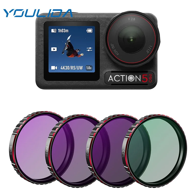 Kit filtro obiettivo per DJI Action 5 Pro Set filtri ND CPL ND8 ND16 ND32 Filtri UV per DJI Osmo Action 5 Pro Accessori fotocamera