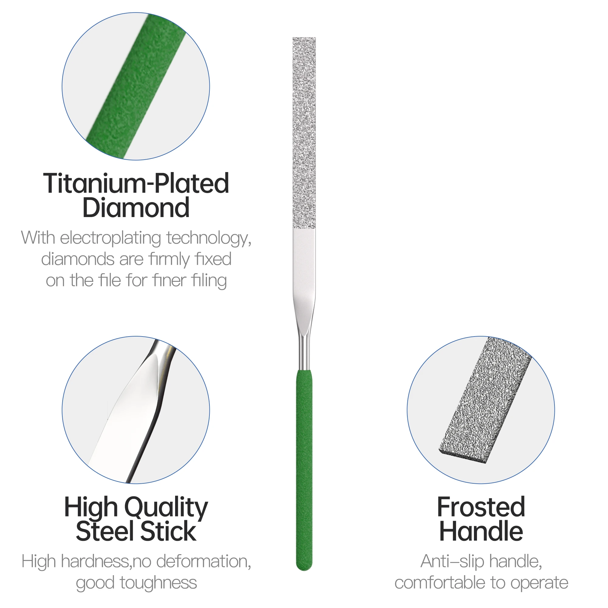 HUHAO 10pcs 3×140mm Diamond Mini File Titanium Plated File Set Handicraft Shaping File Electroplating Alloy Sand Grinding Tool