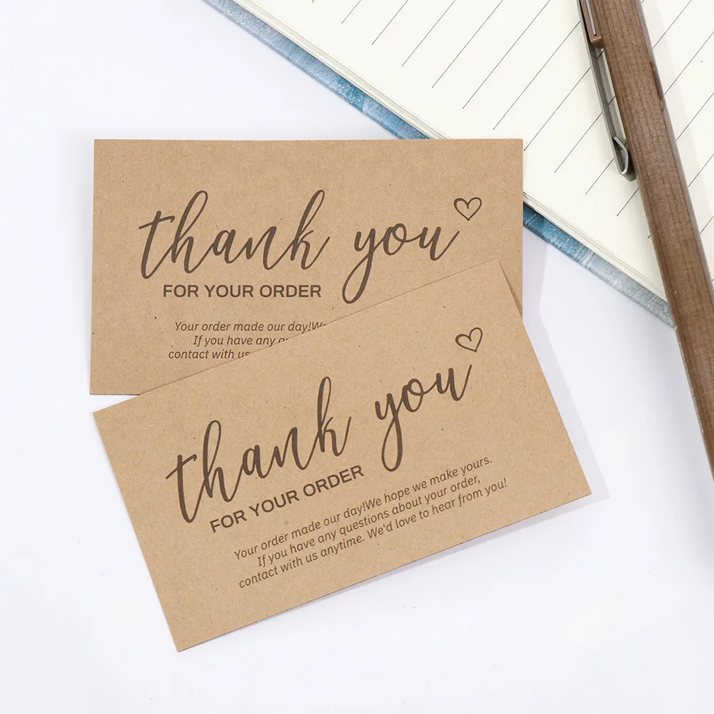 For Small Business Online Retail "Thank You For Your Order" Postcards Kraft Paper Cards Express Appreciate Greeting  Labels view 2