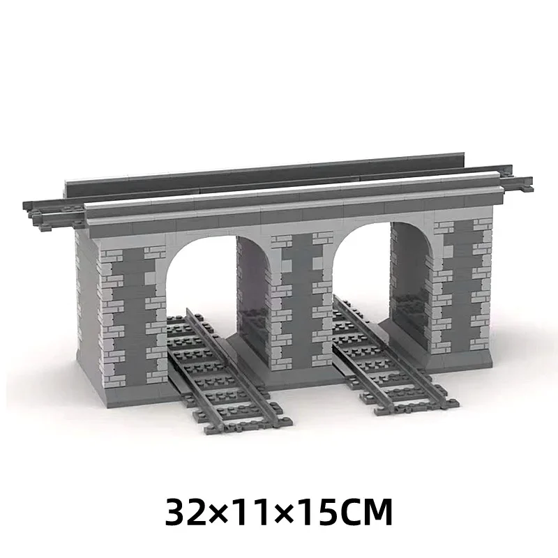 Train Station Bridge Brick Signs Signal Lights Model City Train Tracks Trein Track Rails Straight Curved Railway Building Blocks