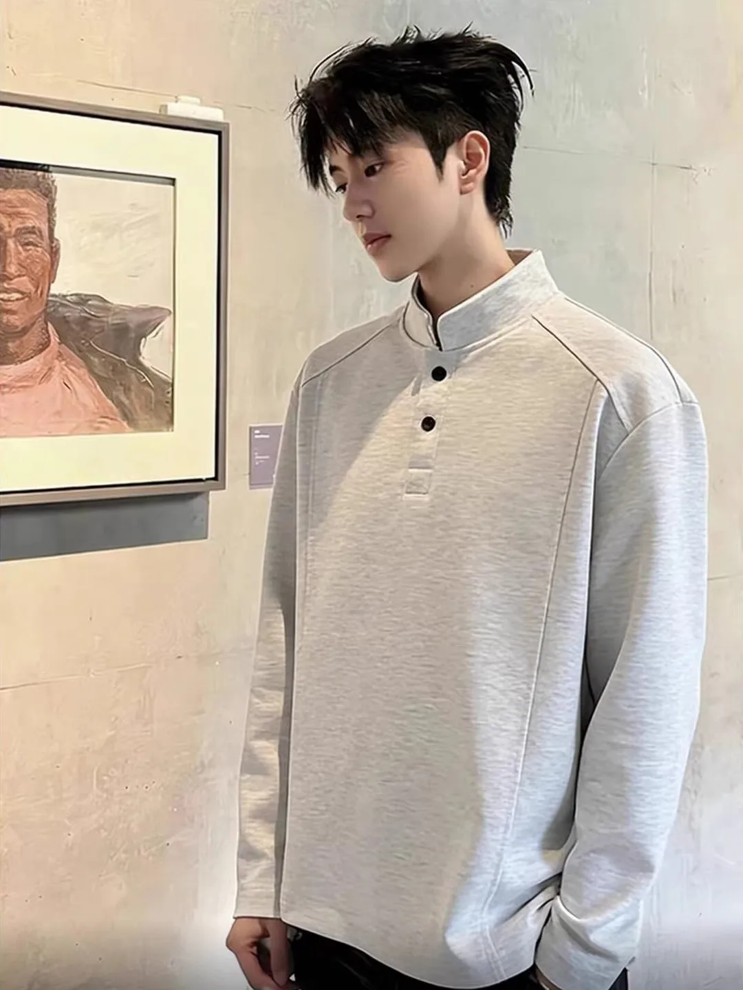 

Мужская толстовка American Style с длинным рукавом, весенняя, плотная, с воротником-стойкой, с эффектом утягивания, с прорезями на плечах