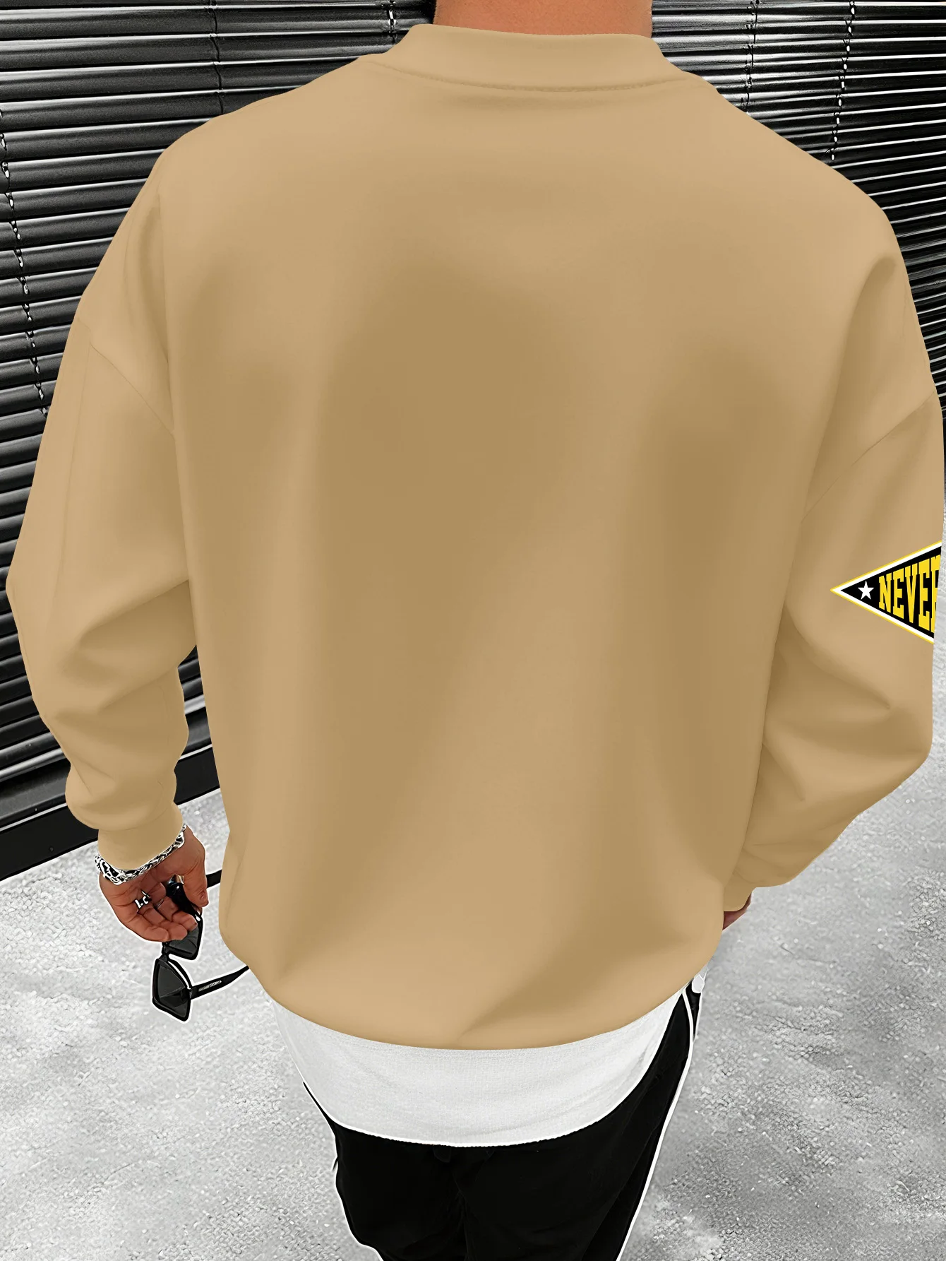 Herren Oversized Sweatshirt mit überschnittenen Schultern, Crown Teddy Bear Los Angeles Textprint Streetwear – Detail 7