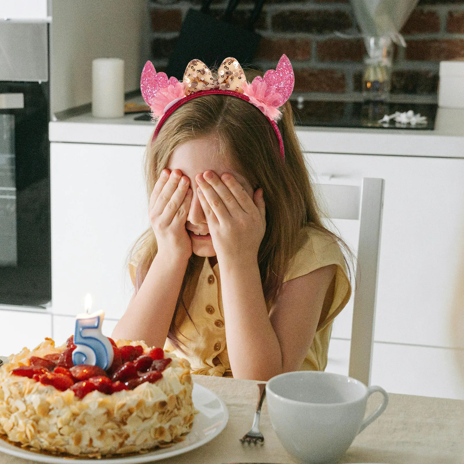 

Sequin Bow Ear Headband for Birthday Party Cosplay Festival Hair Accessory Sparkle Glitter Lightweight