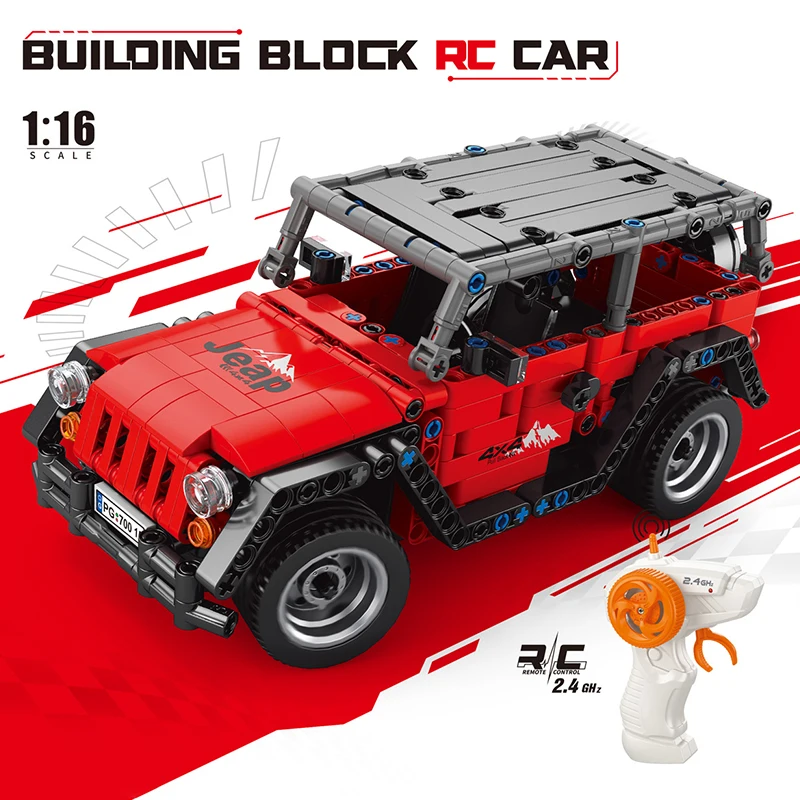 448pcs RC Car DIY Red Off road vehicle Speed Building Blocks Car Toy Assembly Technic Brick Model for Kids Birthday Gift