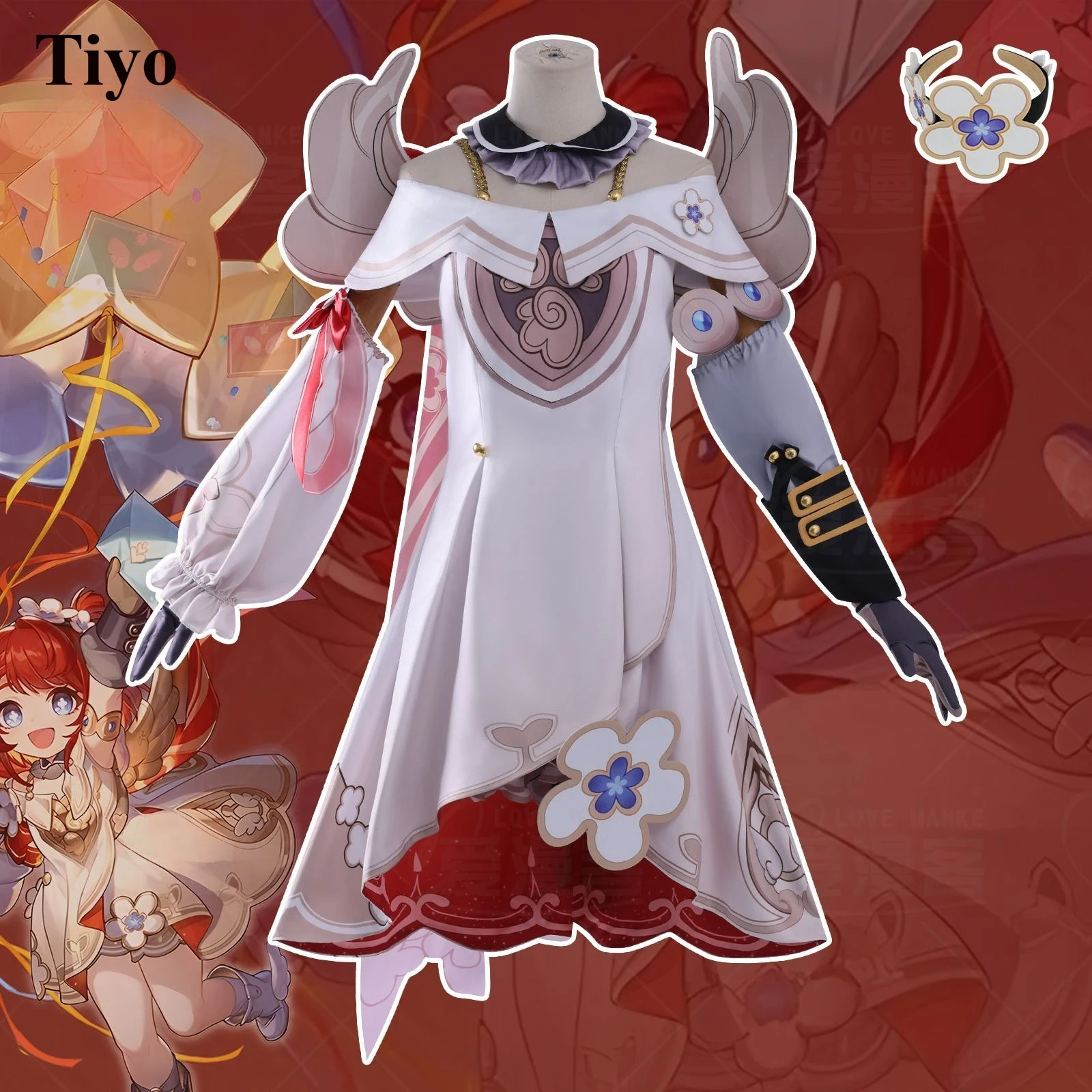 

Honkai Star Rail Tribbie Cosplay Costume Wig Dress Uniform Headwear Wings Halloween Party for Women Girls Carnival Game Props