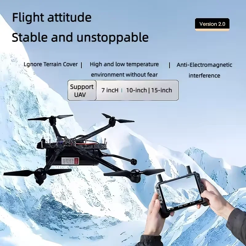 

Optical Fiber FPV Drone Carbon Fiber Travel Machine 0.27mm Fiber 20KM 25KM 30KM Option UAV Optoelectronic Module Anti Interfere