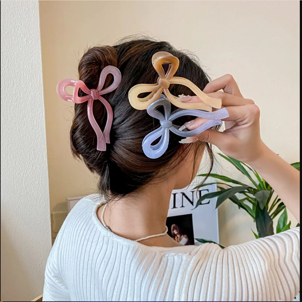 Crab Hair Clips for Women Shark Jelly Clear Claw Clips Scissors Shape Clamp Barrette Hairpin Girls Hair Accessories