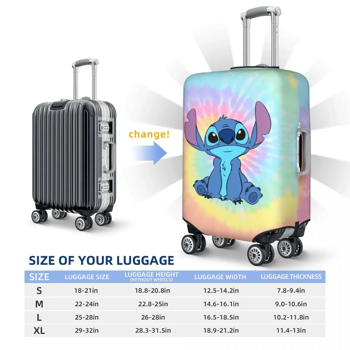 Custom Stitch Suitcase Cover, Elastic Travel Bagagem Cobre, 18 a 32 Polegada