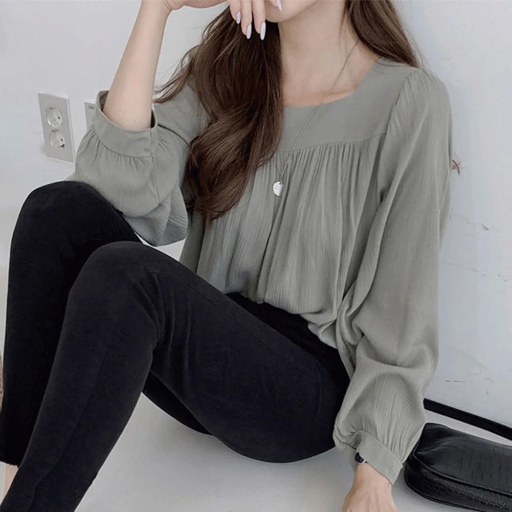 

Идеально подходит для летних встреч, свободный женский шифоновый топ с квадратным воротником, повседневная одежда 10, смесь спандекса