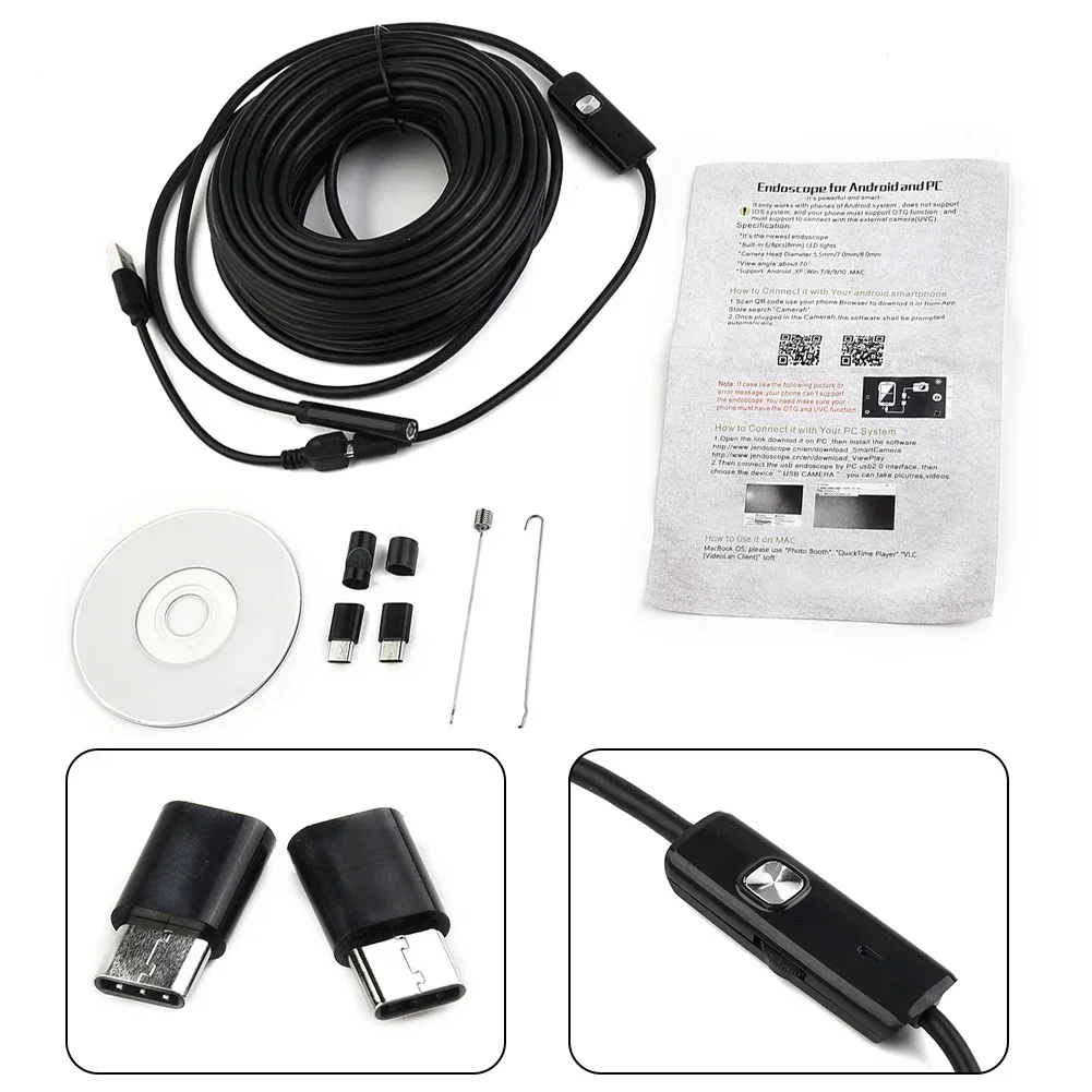 Imagem -06 - Conjunto Usb 15m 50 Câmera de Inspeção de Tubos Vídeo ft Limpador de Drenagem de Esgoto à Prova Dágua 300000 Luzes Led de Pixels 1