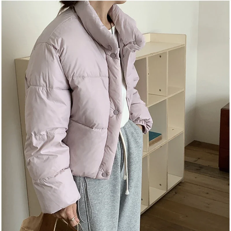 Feather Cotton Jacket Female Winter Versatile Bread Clothing Korean Style Short Fashion Cotton Clothing Temperament Jacket Women