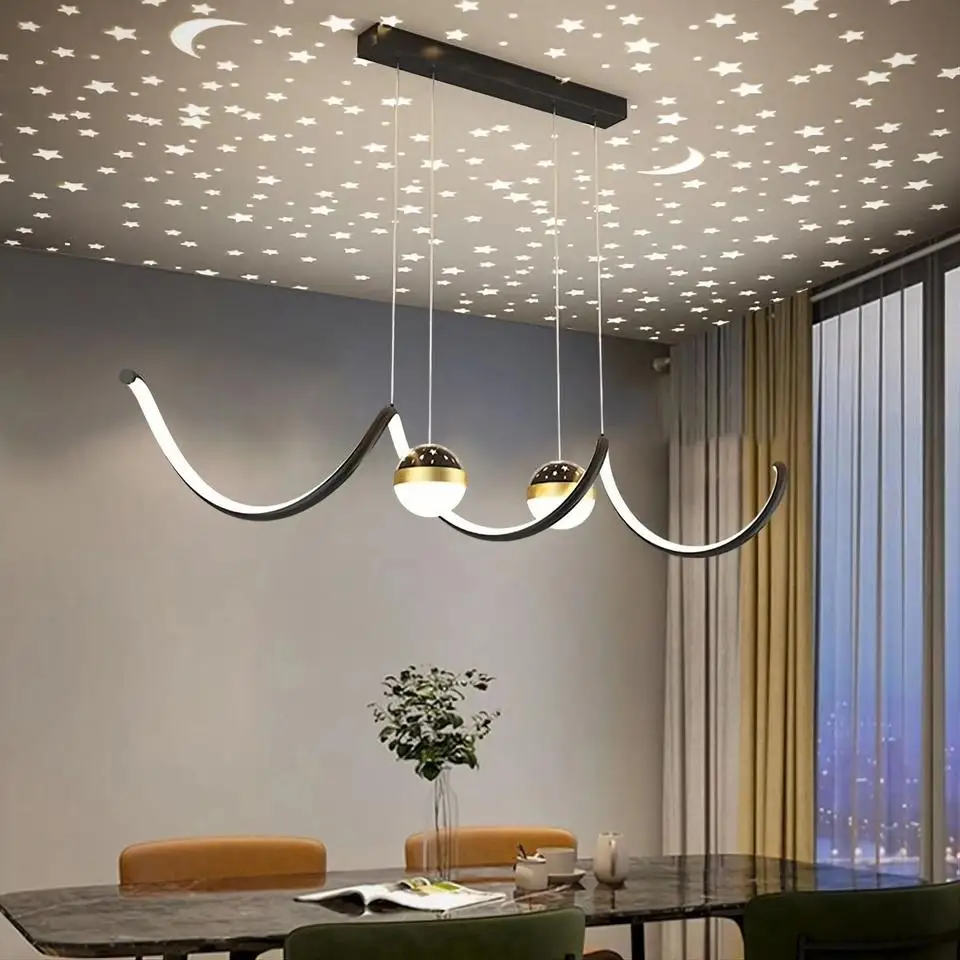Nordic LED Chandelier Pendant Light Middle Size Iron Frame for Kitchen Living Room & Bar Modern Home Decor Hanging Lighting