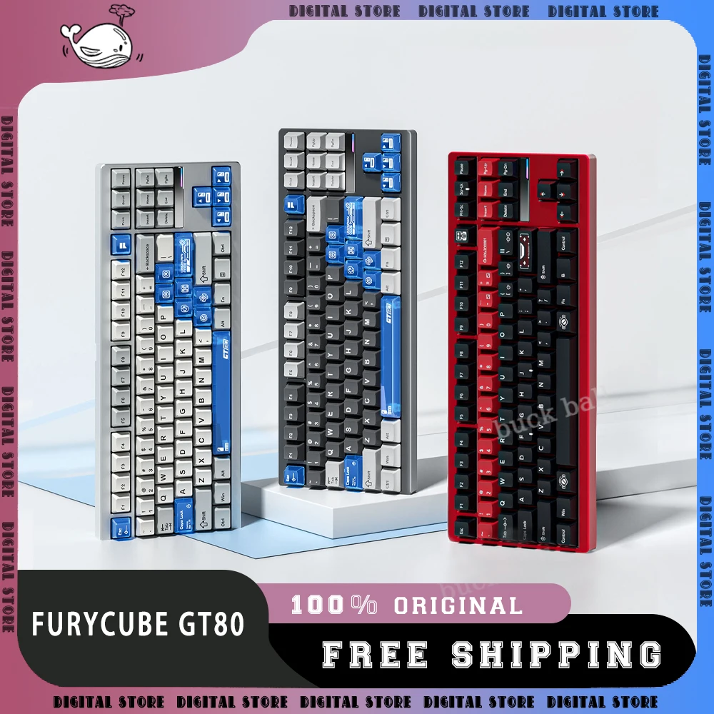 FURYCUBE GT80 Game Mechanical Keyboard 3mode USB/2.4g/Wireless Bluetooth Keyboard Hot swap RGB Customize Gaming Keyboards Gift