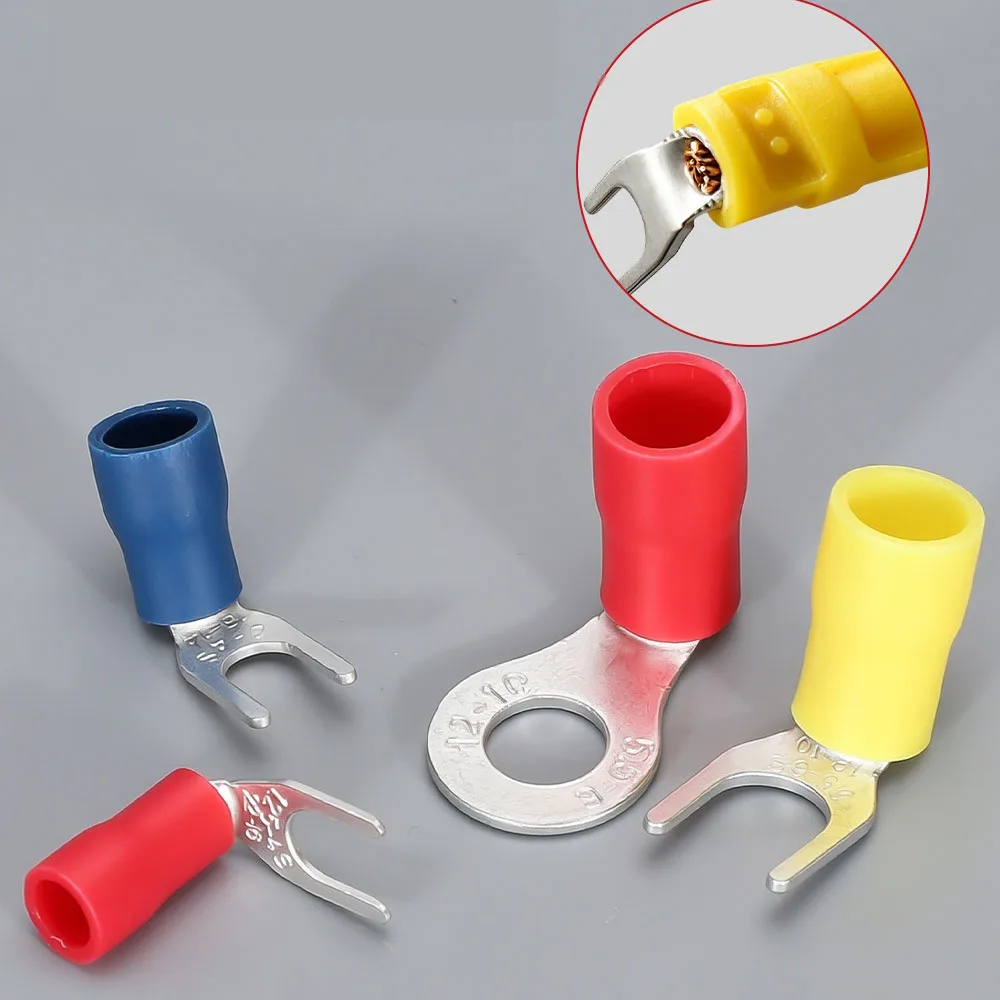 90 Degree Angled Terminal RV1.25/2/3.5/5.5 Insulated Crimp Terminal Circular Electricity Wire Connector Copper Thickened Wire Ea