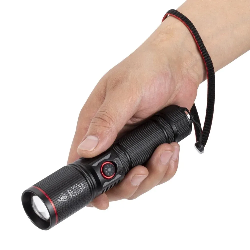

Aluminum Alloy LED Flashlight Round Beam Light USB Rechargeable Rechargeable Flashlight Portable Telescopic Zoom