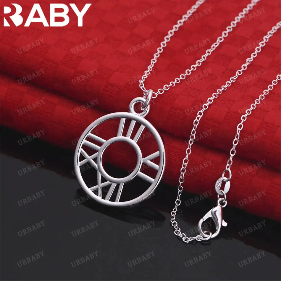 

URBABY 40-75cm 925 Sterling Silver Roman Numerals Pendant Necklace For Women Men Anniversary Gift Popular Wild Fashion