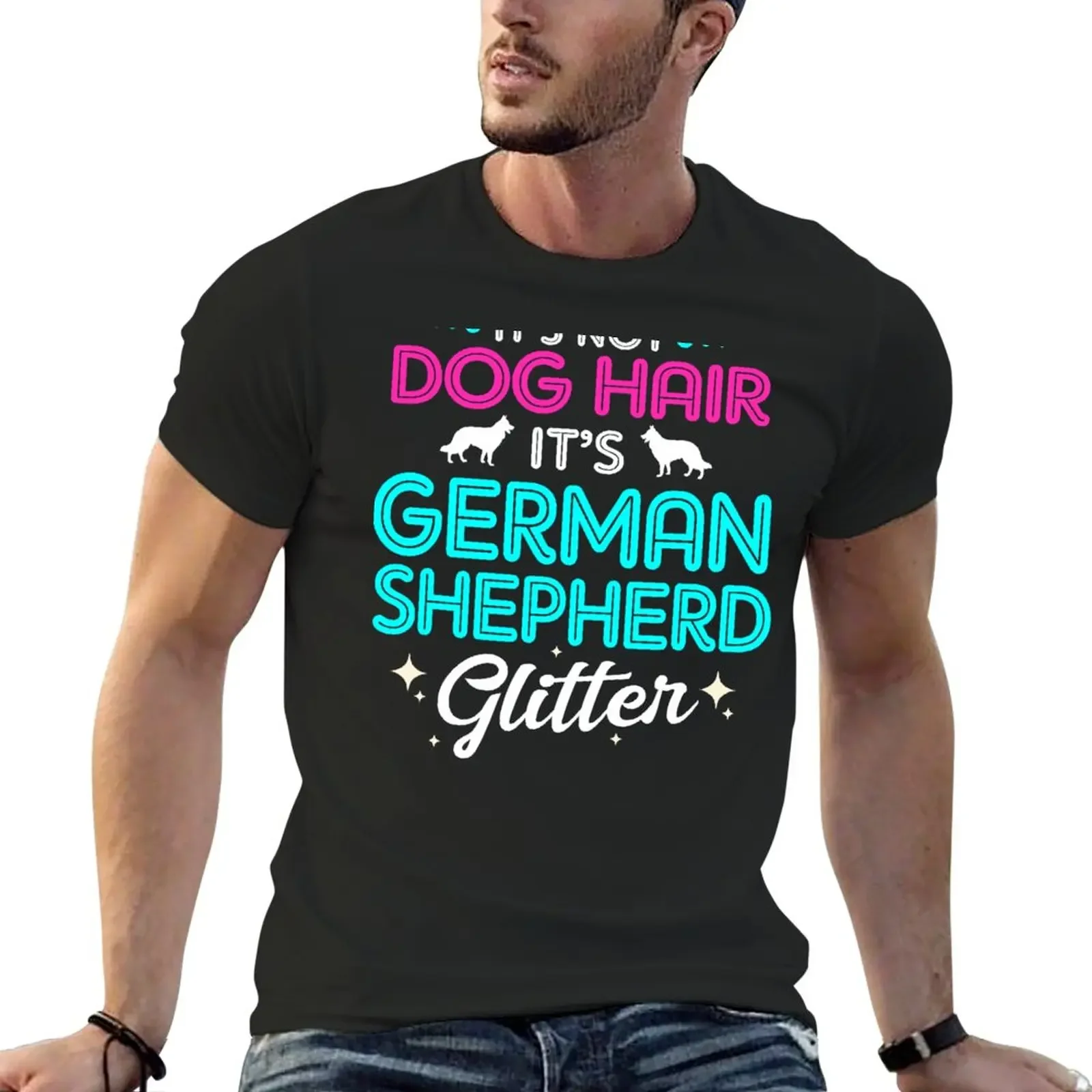 Its Not Dog Hair Its German Shepherd Glitter T-Shirt boys whites cute tops summer clothes men clothes