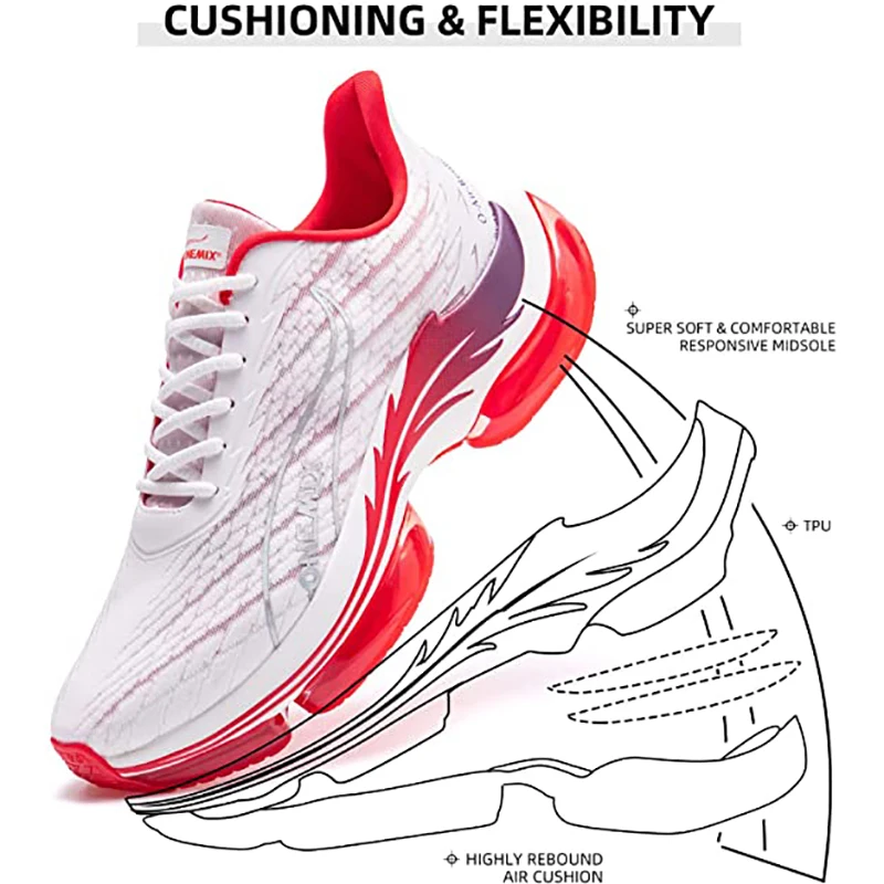 ONEMIX buty biegowe z poduszkami powietrznymi dla kobiet letnie lekkie powierzchnia siatkowa oddychające sneakersy buty Fitness Sport