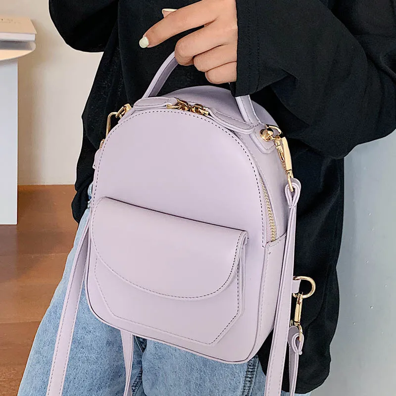 HOCODO Fashion Small Backpack Women Soft Leather Shoulder Bags Crossbody Bag New Multi-Function Handbags Female Student Backpack