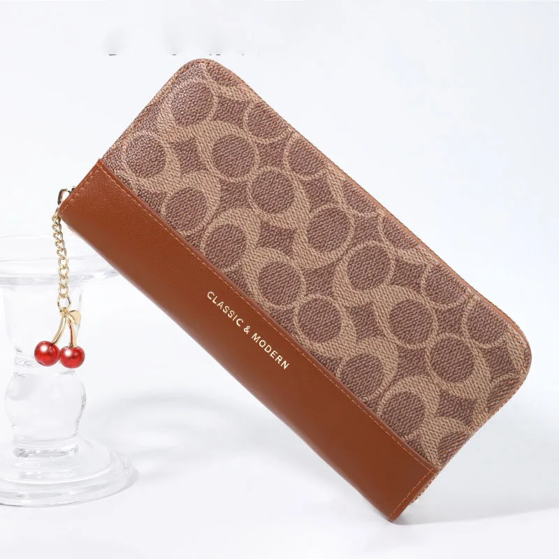 2026 Women PU Leather Long Wallet Fashion Zipper Tote Purse Multi Card Slots Coin Pocket Ladies Handbag Card Holder