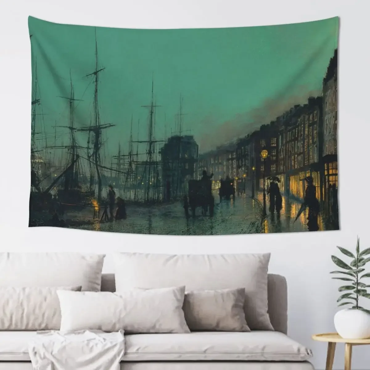 Shipping on the Clyde - John Atkinson Grimshaw Tapestry Home Decoration Accessories Bedroom Decor Tapestry