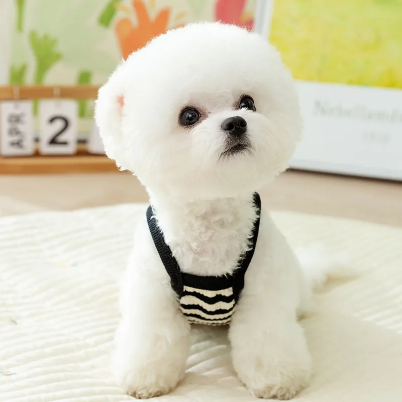 

European Leashable Dog Clothes Summer Teddy Cute Vest Bichon Frise Striped T-Shirt Small and Medium Dog Sling XS-XL
