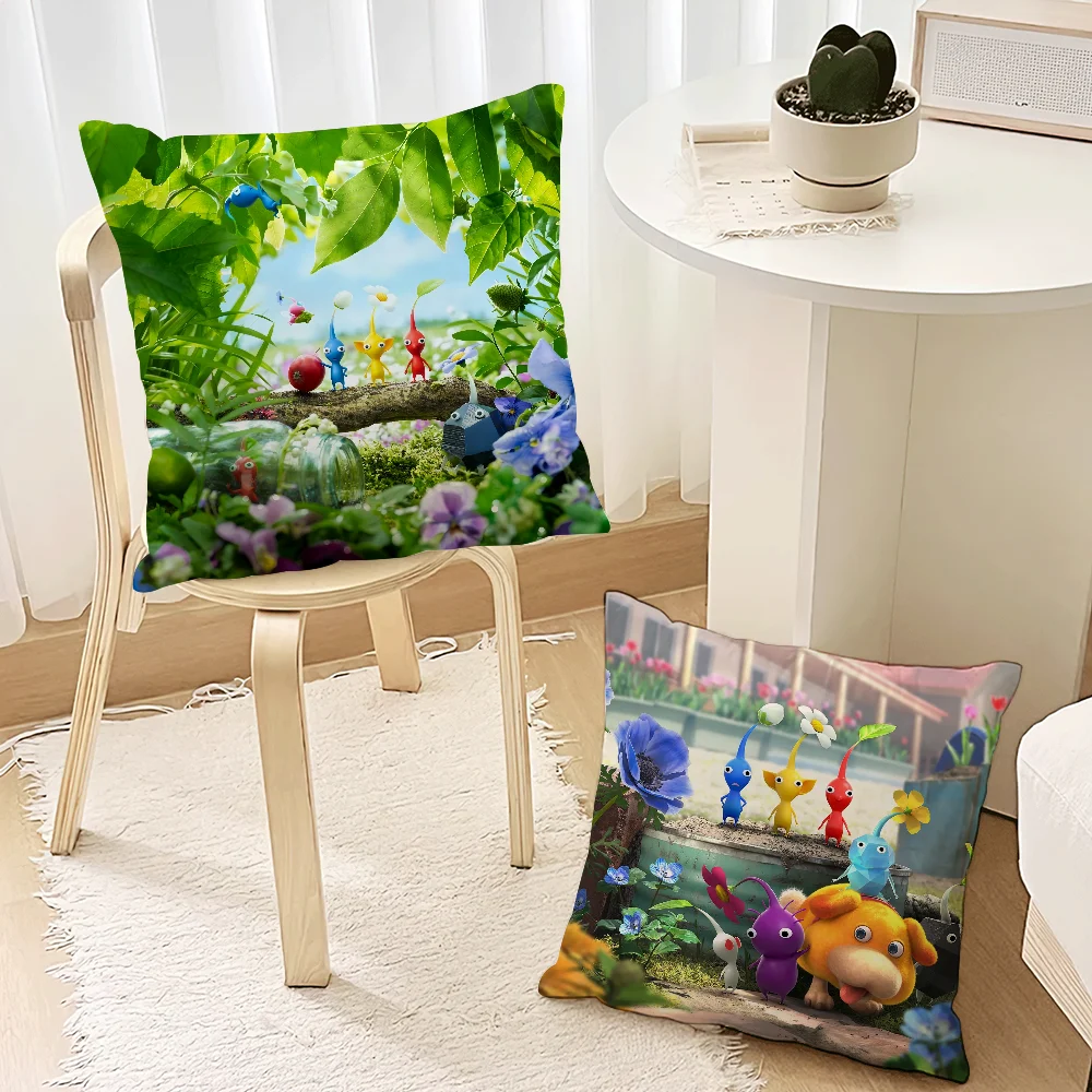 Game P-Pikmins 4 Pillow Case Sofa Decorative Home Double-sided Printing Short Plush Cushion Cover